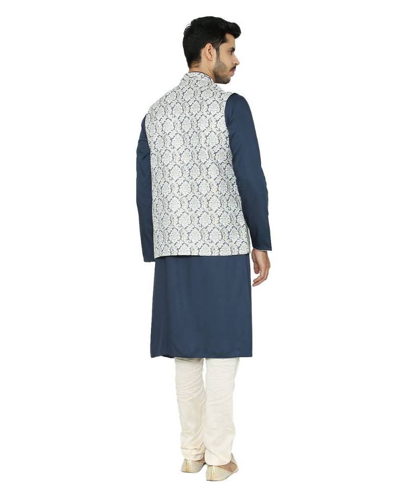 Silk Blend Kurta Churidar Jacket Set