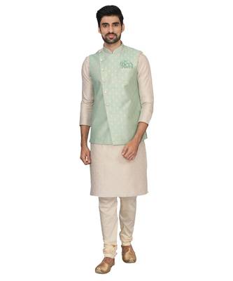 Silk Blend Kurta Churidar Jacket Set 1