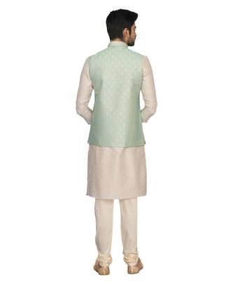 Silk Blend Kurta Churidar Jacket Set 4