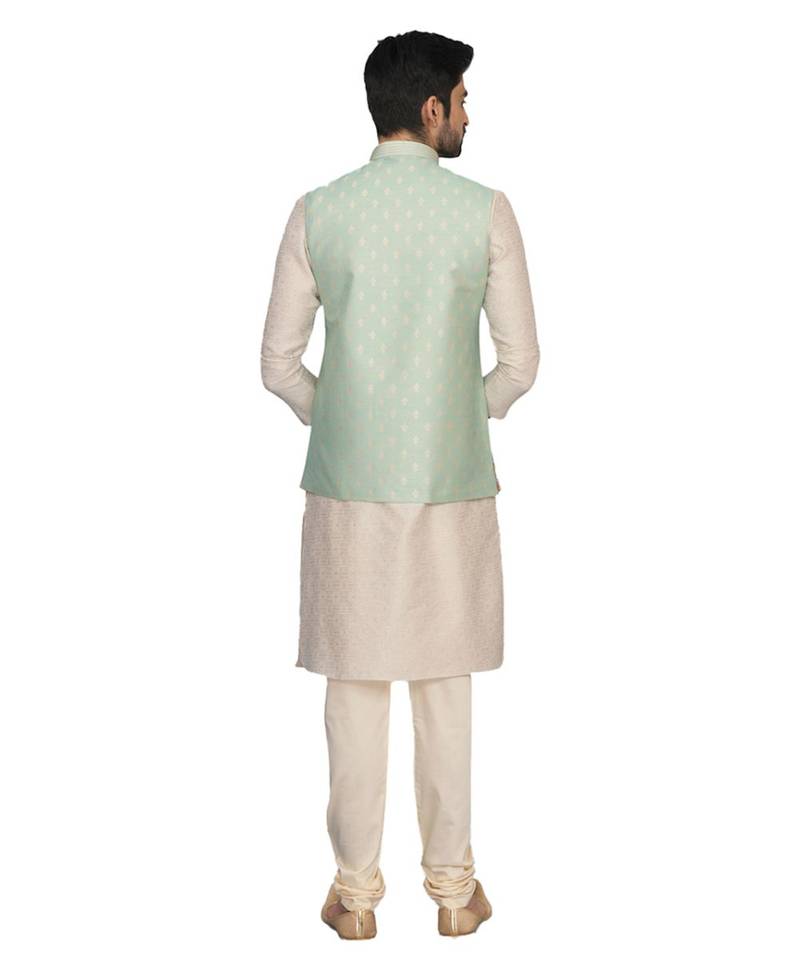 Silk Blend Kurta Churidar Jacket Set