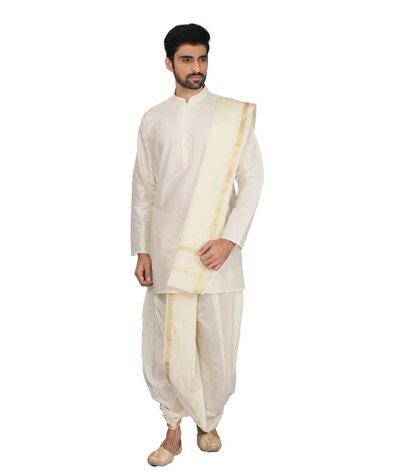 Silk Blend Kurta Dhoti Set