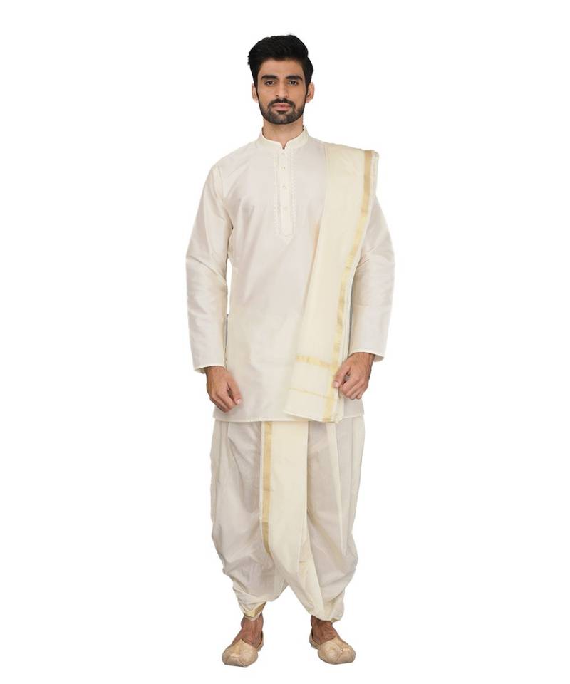 Silk Blend Kurta Dhoti Set
