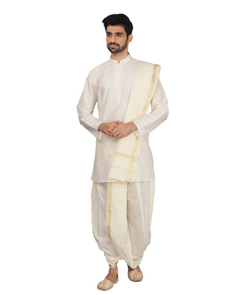 Silk Blend Kurta Dhoti Set