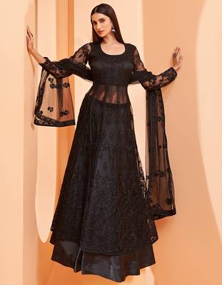 Black embroidered net salwar 1