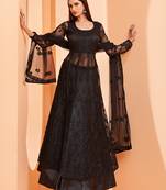 Black embroidered net salwar
