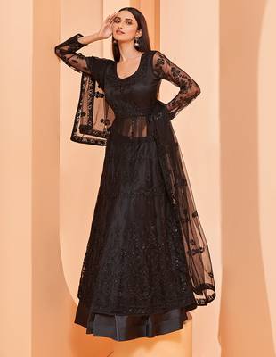 Black embroidered net salwar 2