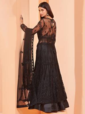 Black embroidered net salwar 3
