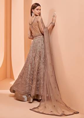 Brown embroidered net salwar 3