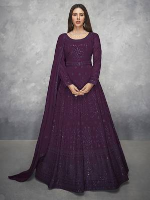 Purple embroidered georgette salwar 1