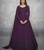 Purple embroidered georgette salwar