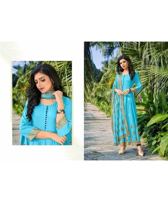 Pure Rayon Anarkali Kurti with Dupatta set 2