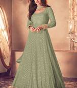 Rahi Fashion Women's Green Faux georgette with Embroiderey Work Long Anarkali Suit