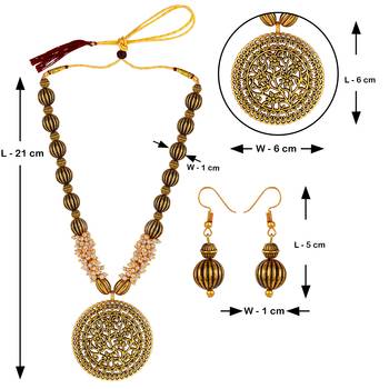 Designer Necklace Set Round Pendant Set Jewellery For Girls and Women 5