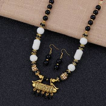 Fancy Desgine Black Mala Pearl Necklace Set For Women Girls 1