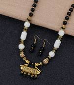 Fancy Desgine Black Mala Pearl Necklace Set For Women Girls