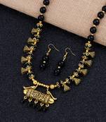 Gold Plated Black Pearl Designer Look Necklace For Women And Girls