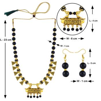 Gold Plated Black Pearl Designer Look Necklace For Women And Girls 5