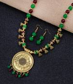 Gold Plated Elegant Look Pearl Necklace Mala Set Jewellery For Women And Girls