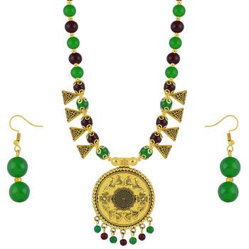 Gold Plated Elegant Look Pearl Necklace Mala Set Jewellery For Women And Girls 2