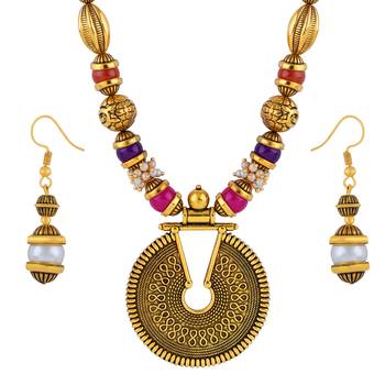 Gold Plated Multi Pearl Elegant Look Mala Necklace Jewellery For Women And Girls 2