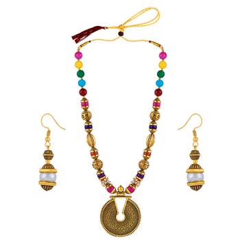 Gold Plated Multi Pearl Elegant Look Mala Necklace Jewellery For Women And Girls 3
