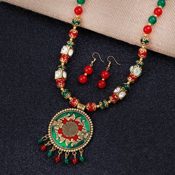 Gold Plated Multi Pearl Unique Designe Necklace Mala Jewellery For Women Girls 1
