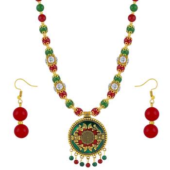 Gold Plated Multi Pearl Unique Designe Necklace Mala Jewellery For Women Girls 3