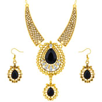 Classic Party Look Gold Plated Neckalce Set Jewellery For Women And Girls 2