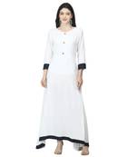 Off-white plain cotton cotton-kurtis