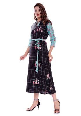 Blue printed cotton cotton-kurtis 1