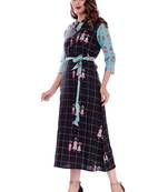 Blue printed cotton cotton-kurtis