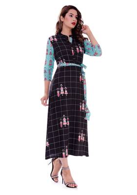 Blue printed cotton cotton-kurtis 3
