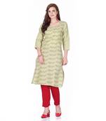 Green printed cotton cotton-kurtis