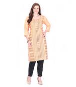 Orange printed cotton cotton-kurtis