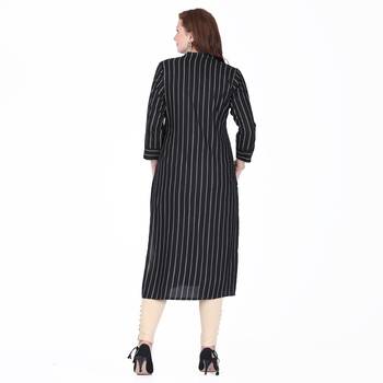 Black printed rayon long-kurtis 2