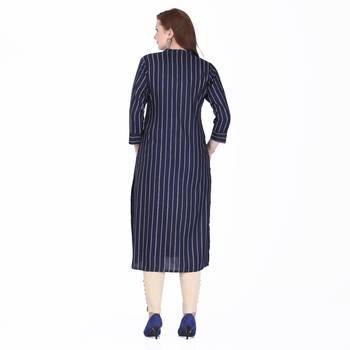 Blue printed rayon long-kurtis 2