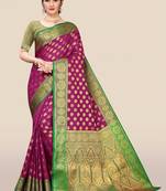 Magenta woven banarasi brocade saree with blouse