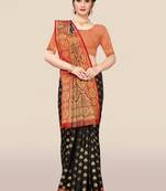 Black woven banarasi brocade saree with blouse