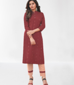 Rayon Embroidery with mirror work Women Kurta and Pant Red KE_Siyara_RED