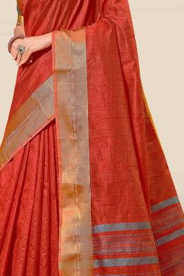 Red woven banarasi silk saree with blouse 2