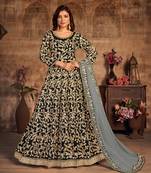 Black embroidered velvet salwar
