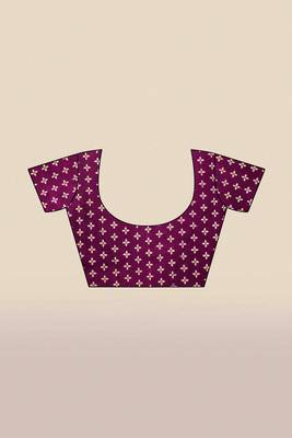 Purple printed art silk saree with blouse 5