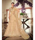 Nakkashi Beige colour net lehenga having beige colour net duppata