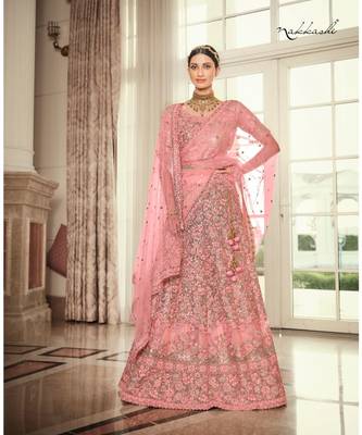 Nakkashi Pink colour net lehenga having pink colour duppata paired 1