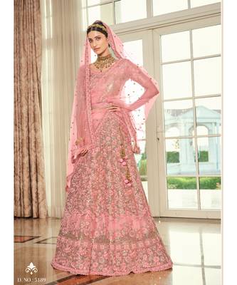 Nakkashi Pink colour net lehenga having pink colour duppata paired 2