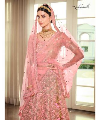 Nakkashi Pink colour net lehenga having pink colour duppata paired 3