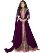 Womens Georgette Embroidered Anarkali Semi Stitched Salwar Suit Gown