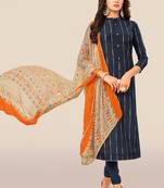 Blue printed silk blend salwar