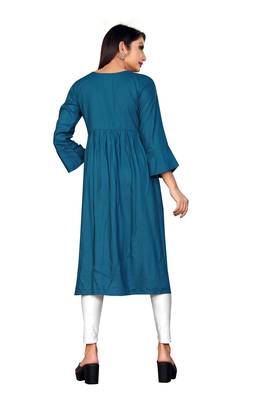 Rayon Fabric Embroidery Worked Readymade Kurti For Women | 3/4th Sleeves | Casual Top/Kurta 2