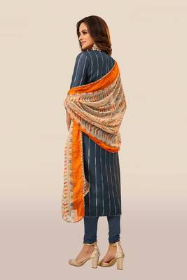 Blue printed silk blend salwar 2